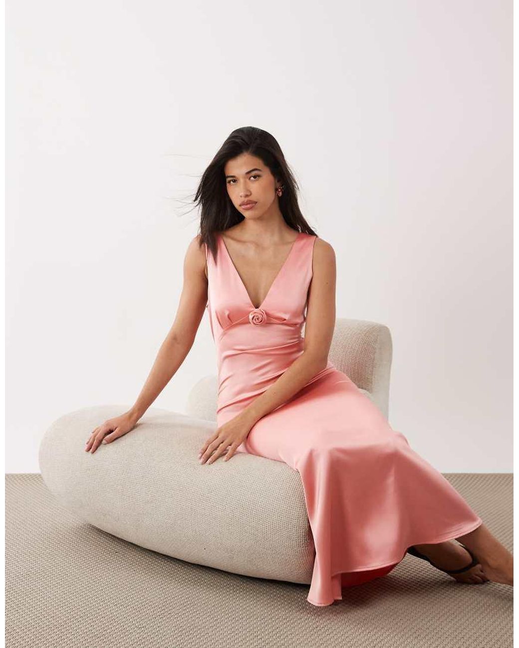 Vero Moda Pink Sleeveless Satin Maxi Dress
