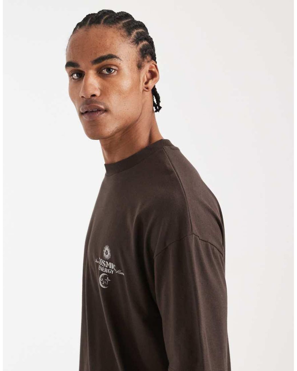 ASOS Brown Oversized T-shirt With Celestial Graphic for men