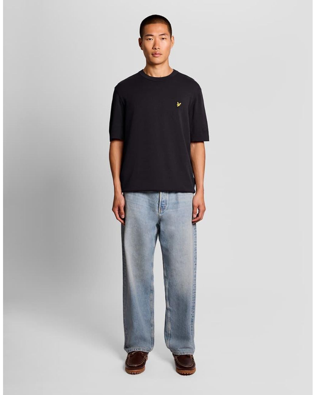 Lyle & Scott Black Mid Knits Relaxed Short Sleeve Jumper for men