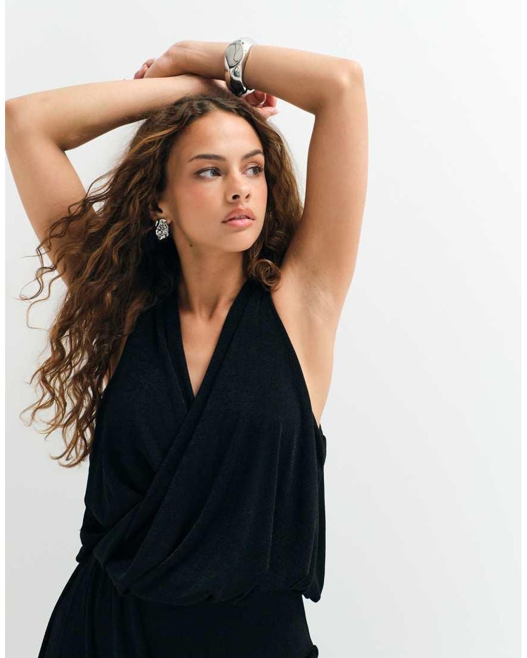 ASOS Black Asos Adaptive Drape Wrap Slinky Jersey Dress