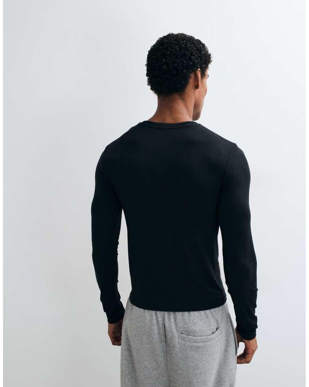 Collusion Blue Fitted Long Sleeve Muscle T-shirt for men