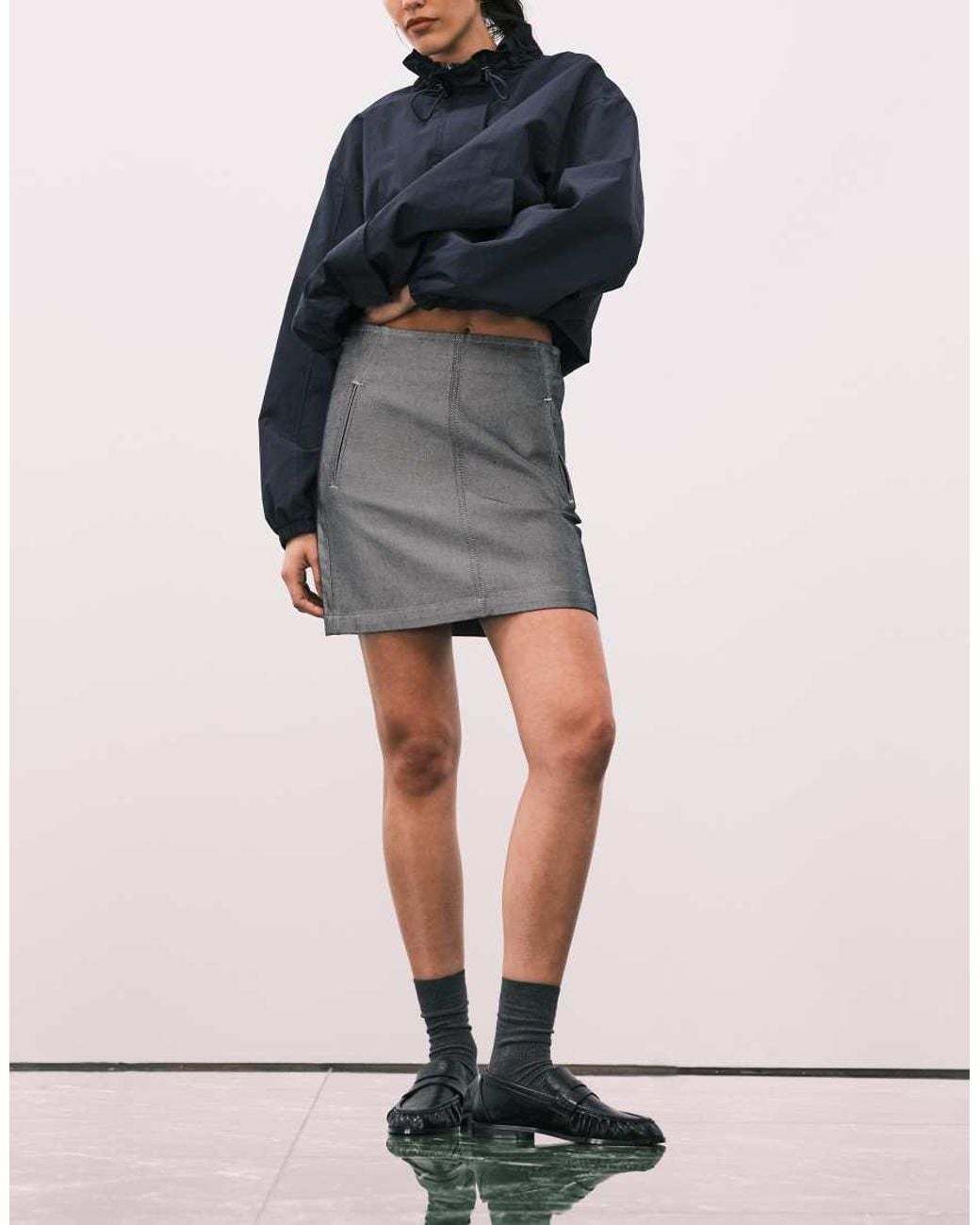 Calvin Klein Blue Metallic Denim Mini Skirt