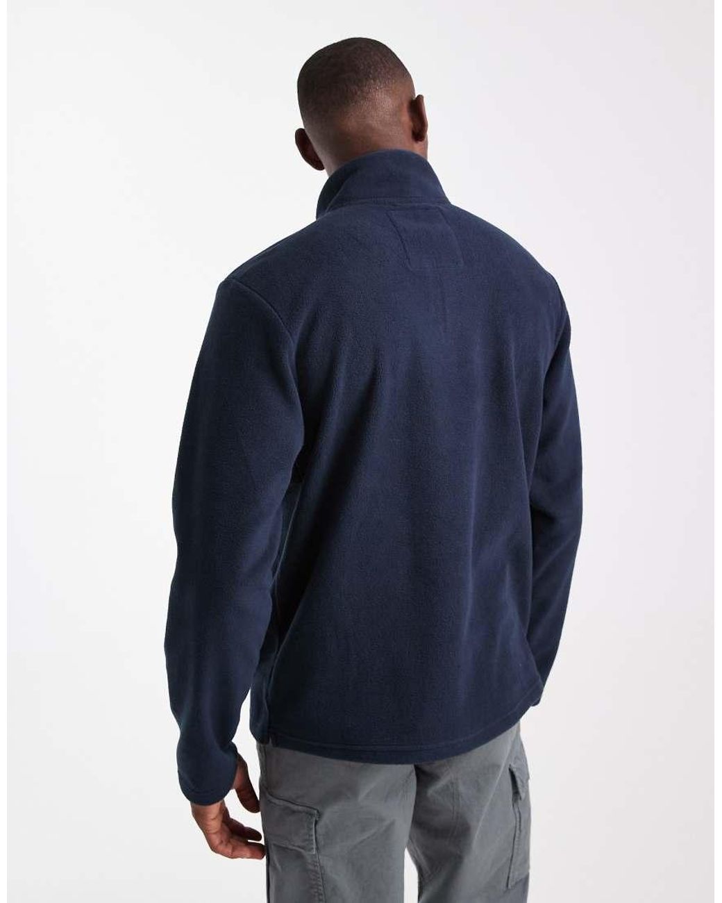 Threadbare Blue 1/4 Zip Fleece for men