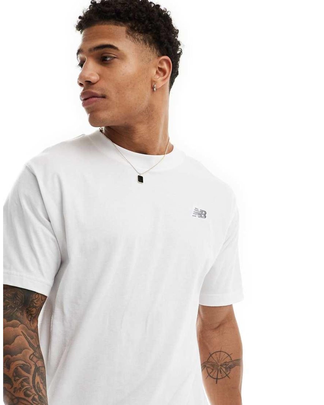 New Balance White New Balanace Small Logo T-Shirt for men