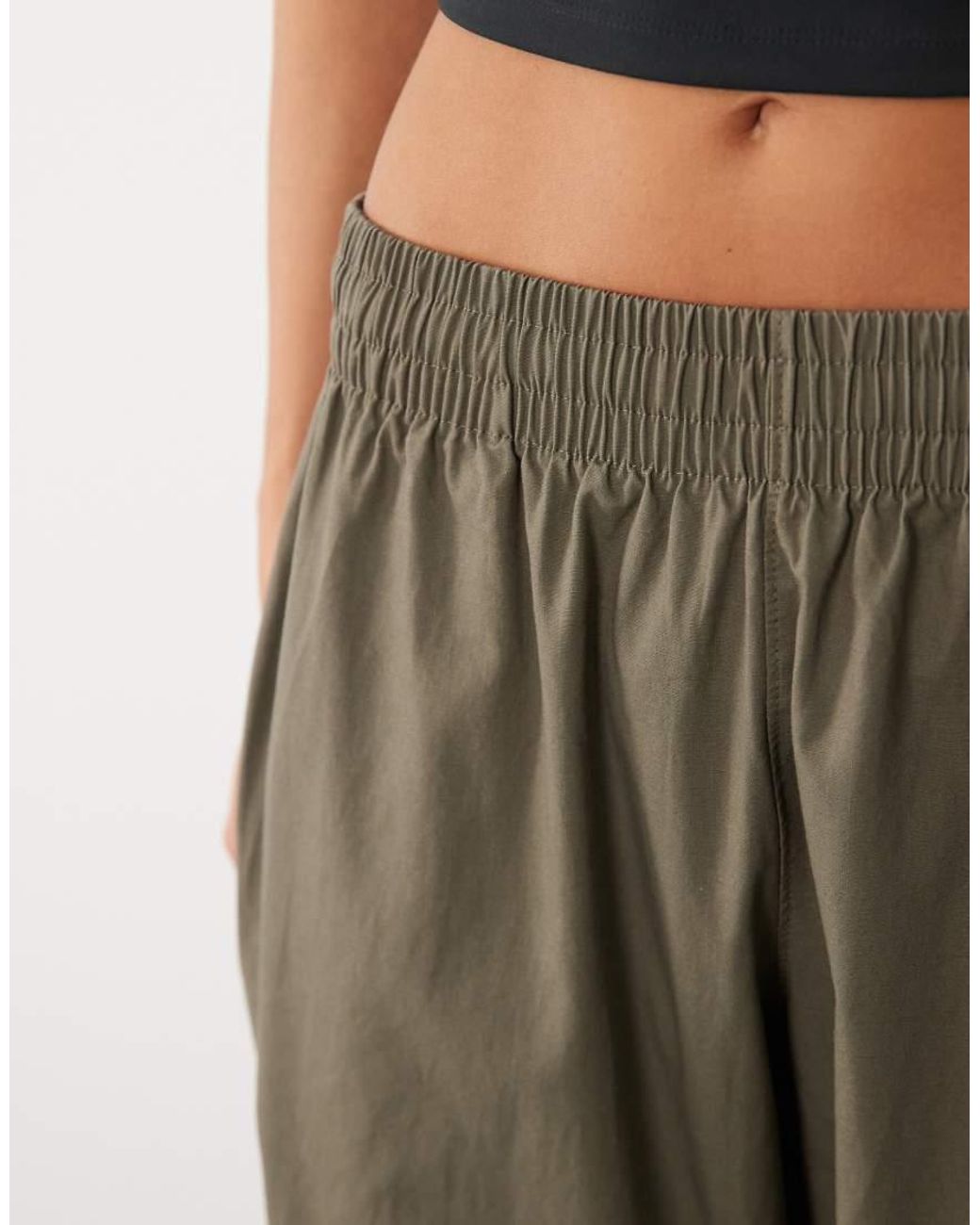4505 Green Wide Leg Cotton Ripstop Lifting Pants With Zip Pockets