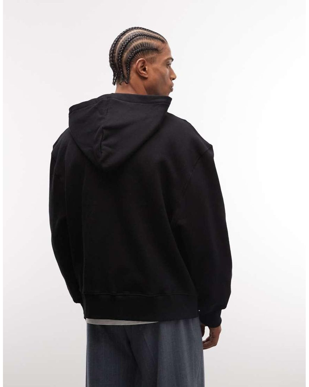 ASOS Blue Premium Heavyweight Oversized Zip Through Hoodie for men