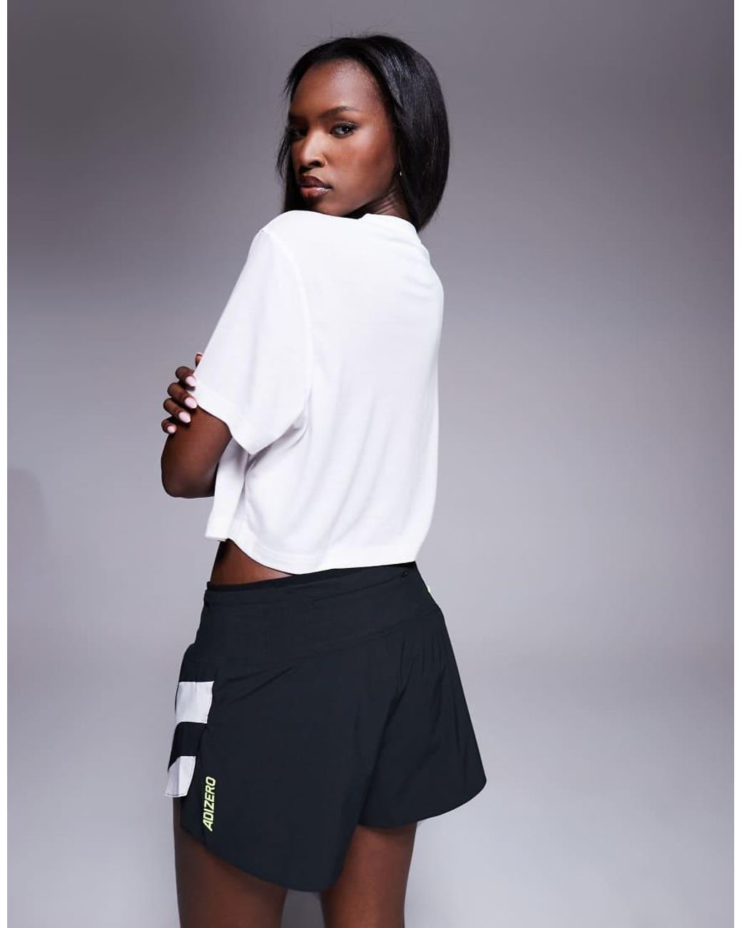Adidas Originals White Adidas Running Adizero 3" Shorts With Side 3 Stripes