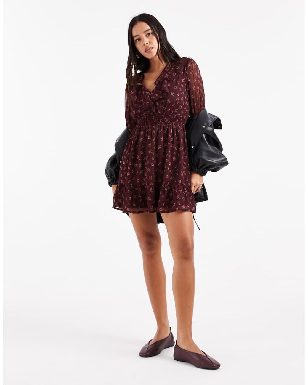 Wednesday's Girl Red Floaty Ruffle Mini Dress
