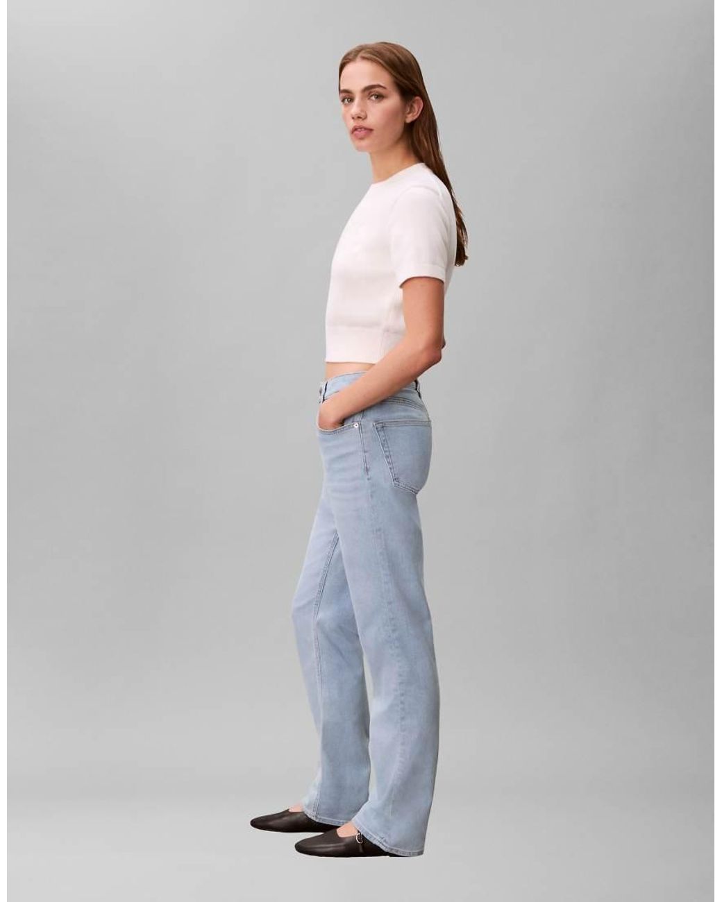 Calvin Klein Blue High Rise Straight Jeans
