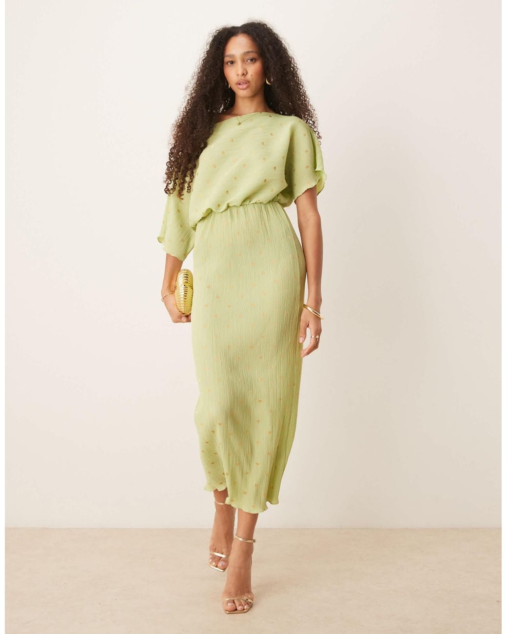 Never Fully Dressed Tilly Metallic Plisse Maxi Dress in Yellow | Lyst Never Fully Dressed Tilly Metallic Plisse Maxi Dress in Yellow | Lyst