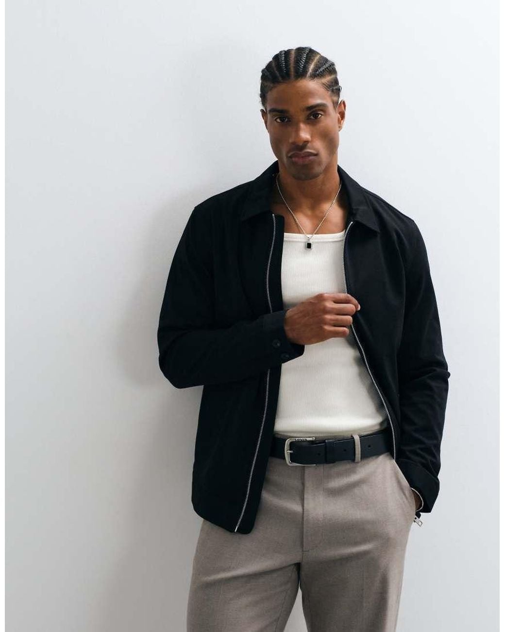 Jack & Jones Black Slim Double Zip Smart Jacket for men