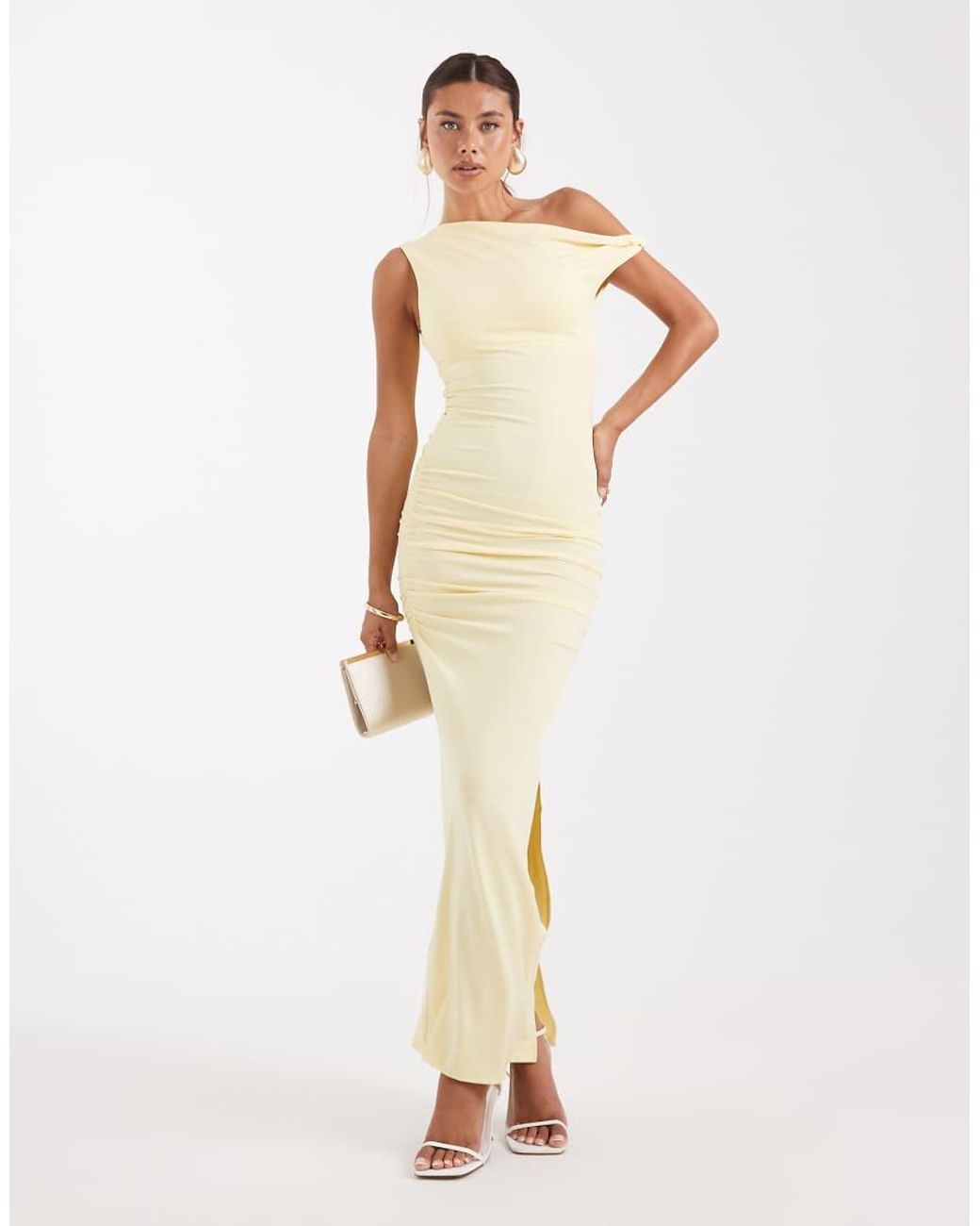 New Look Natural Fallen Shoulder Maxi Dress