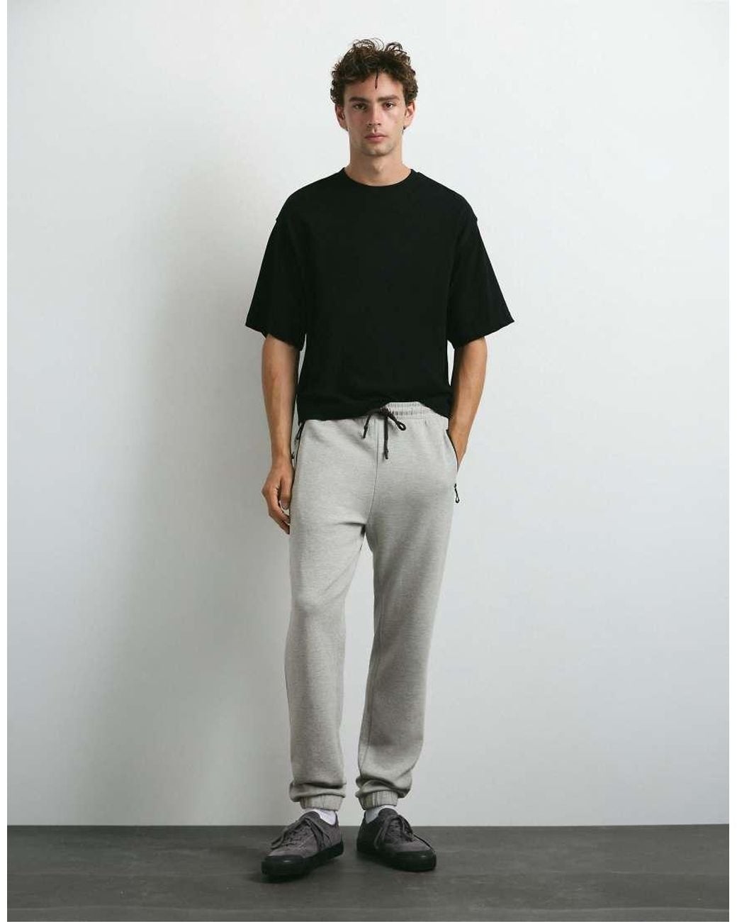 Pull&Bear Gray Stwd Technical joggers for men
