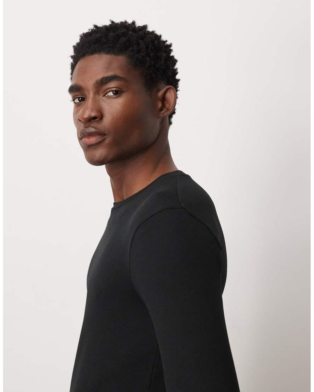 ASOS Blue Essentials Muscle Fit Long Sleeve T-shirt for men