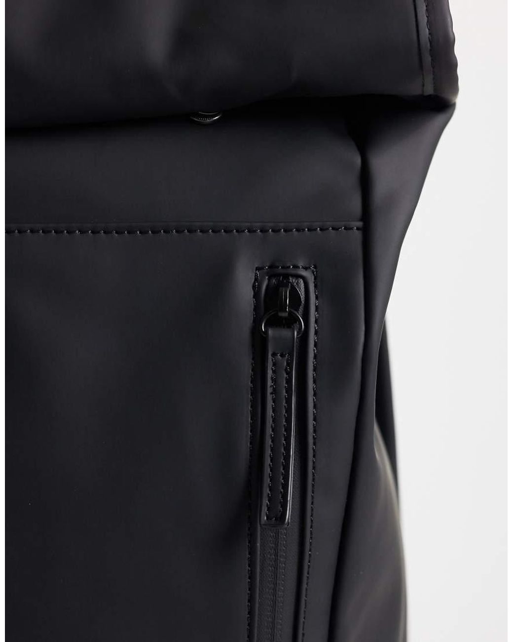 ASOS Black Rolltop Clip Rubberised Backpack for men