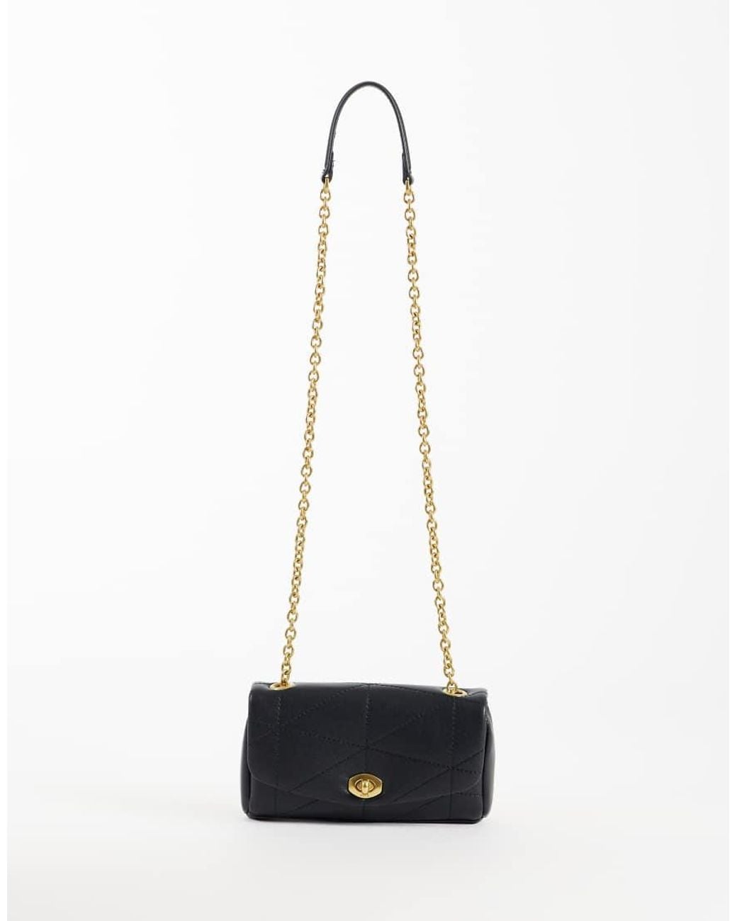 Borsa A Tracolla Nera Con Catenina di Mango in White