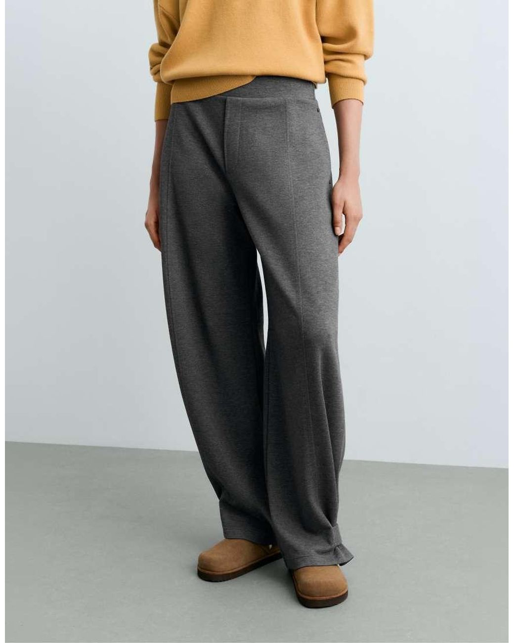 Oysho Gray Adjustable Barrel Trousers