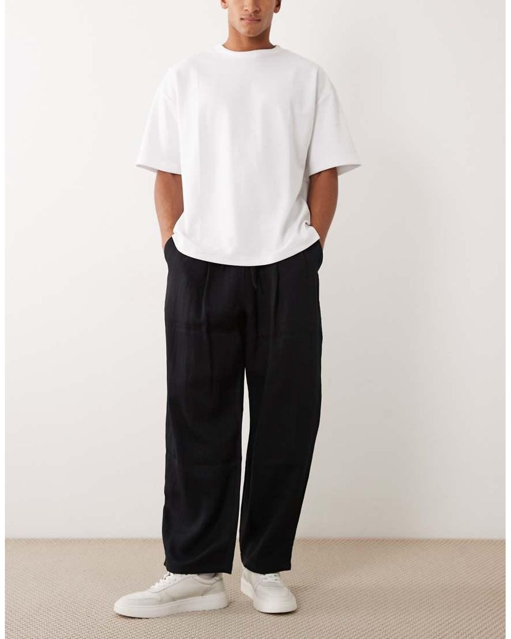 Bershka White Super baggy Rustic Trousers for men