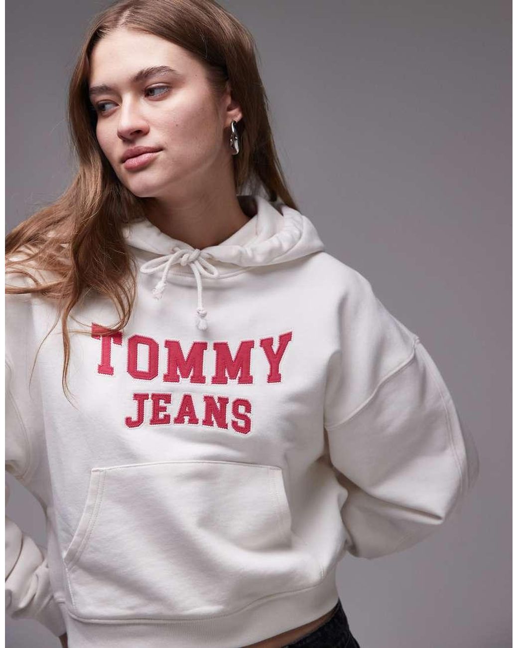 Tommy Hilfiger Gray Boxy Varsity Logo Hoodie