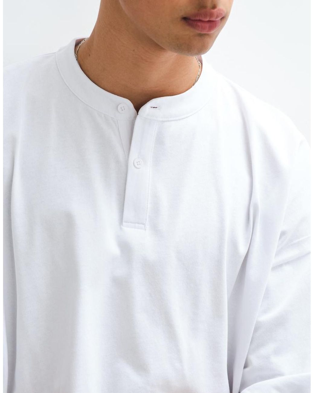 ASOS White Extreme Oversized Henley T-shirt for men