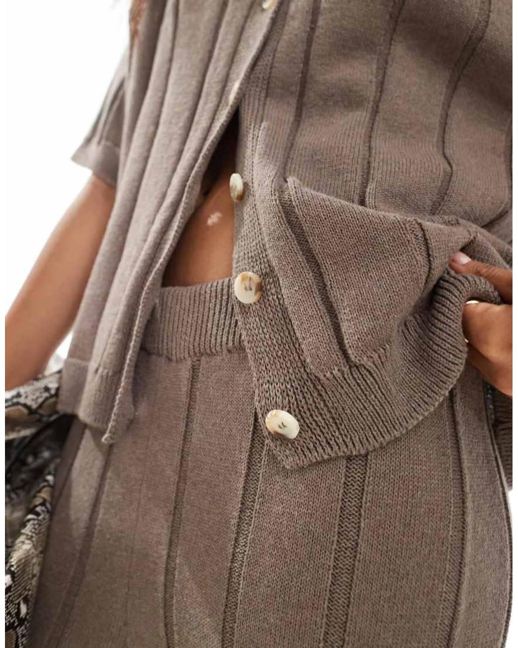 ASOS Brown Knitted Cotton Cardigan Co-ord