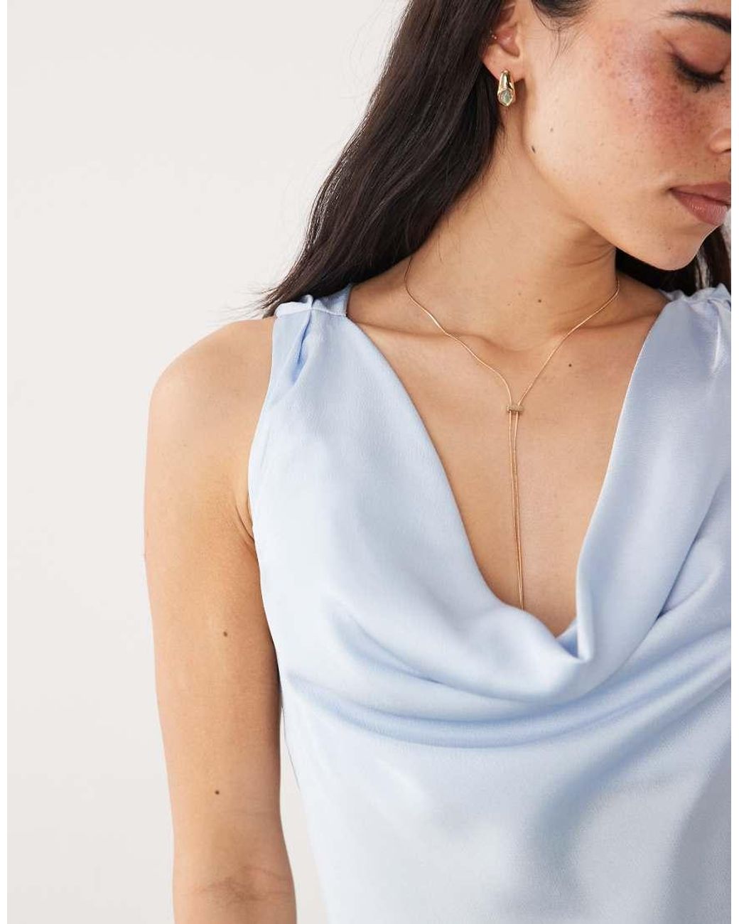 New Look White Cowl Neck Satin Midi Dress