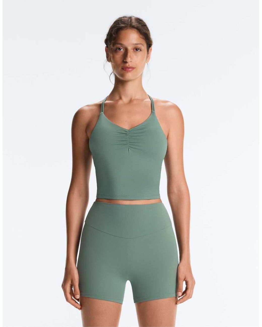 Oysho Green Comfortlux Crossover Strap Tank Top