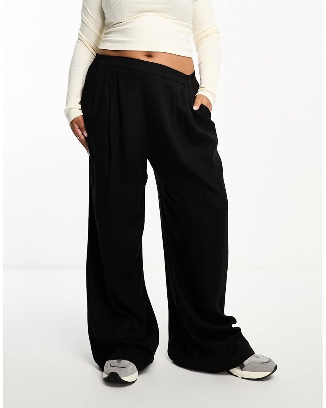 ASOS White Asos Design Curve Clean Front Wide Leg Pants