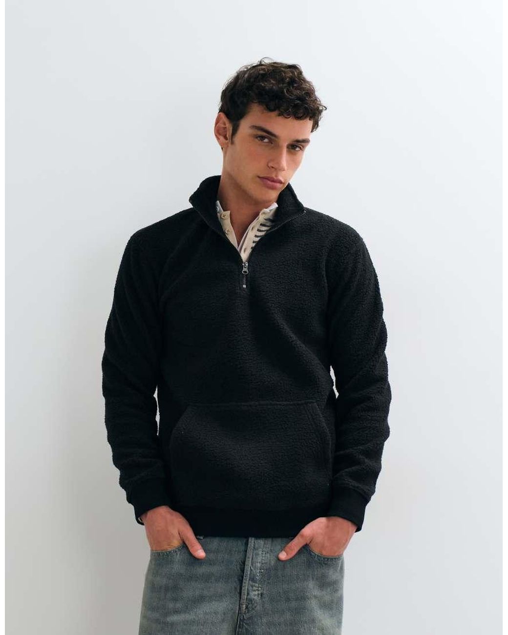 Only & Sons Blue Quarter Zip Fleece for men