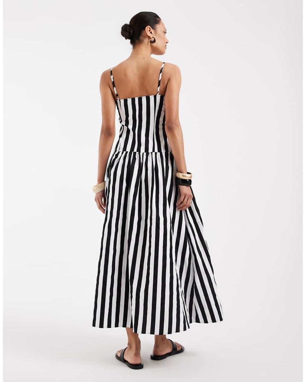 ASOS White Drop Waist Sundress With Circle Skirt In
