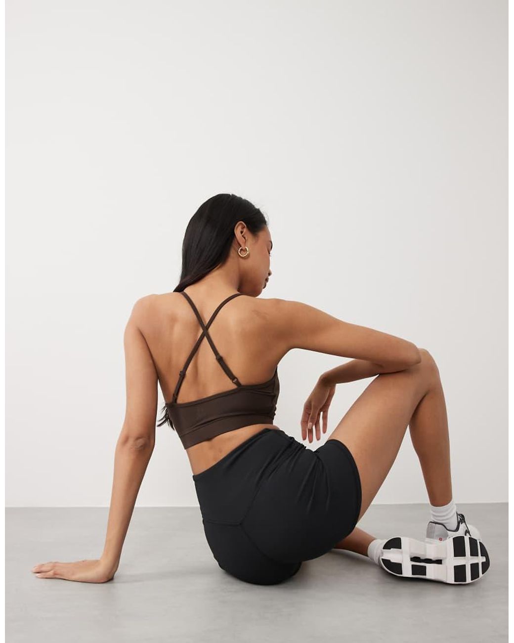 4505 Brown Icon Soft Touch Light Support Sports Bra With Adjustable Straps