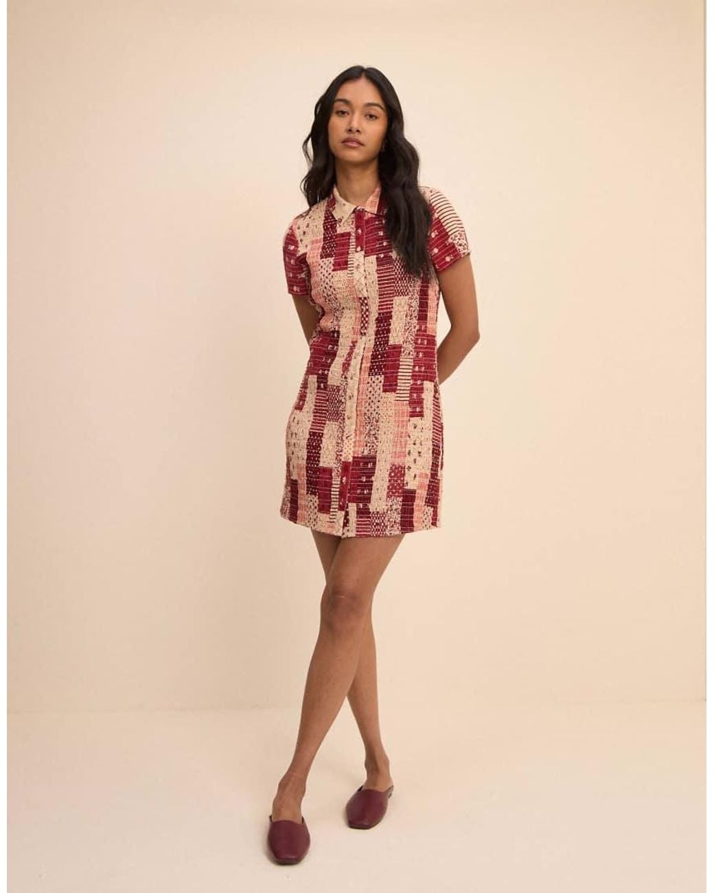 Nobody's Child Natural Patchwork Mel Mini Dress