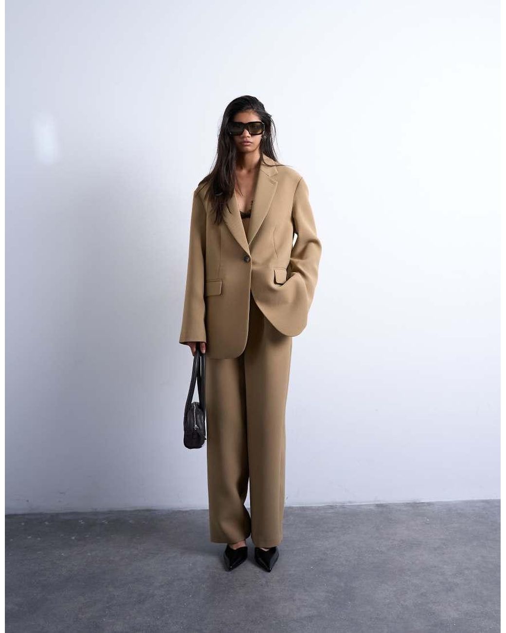 TOPSHOP Brown Oversized Slouchy Blazer