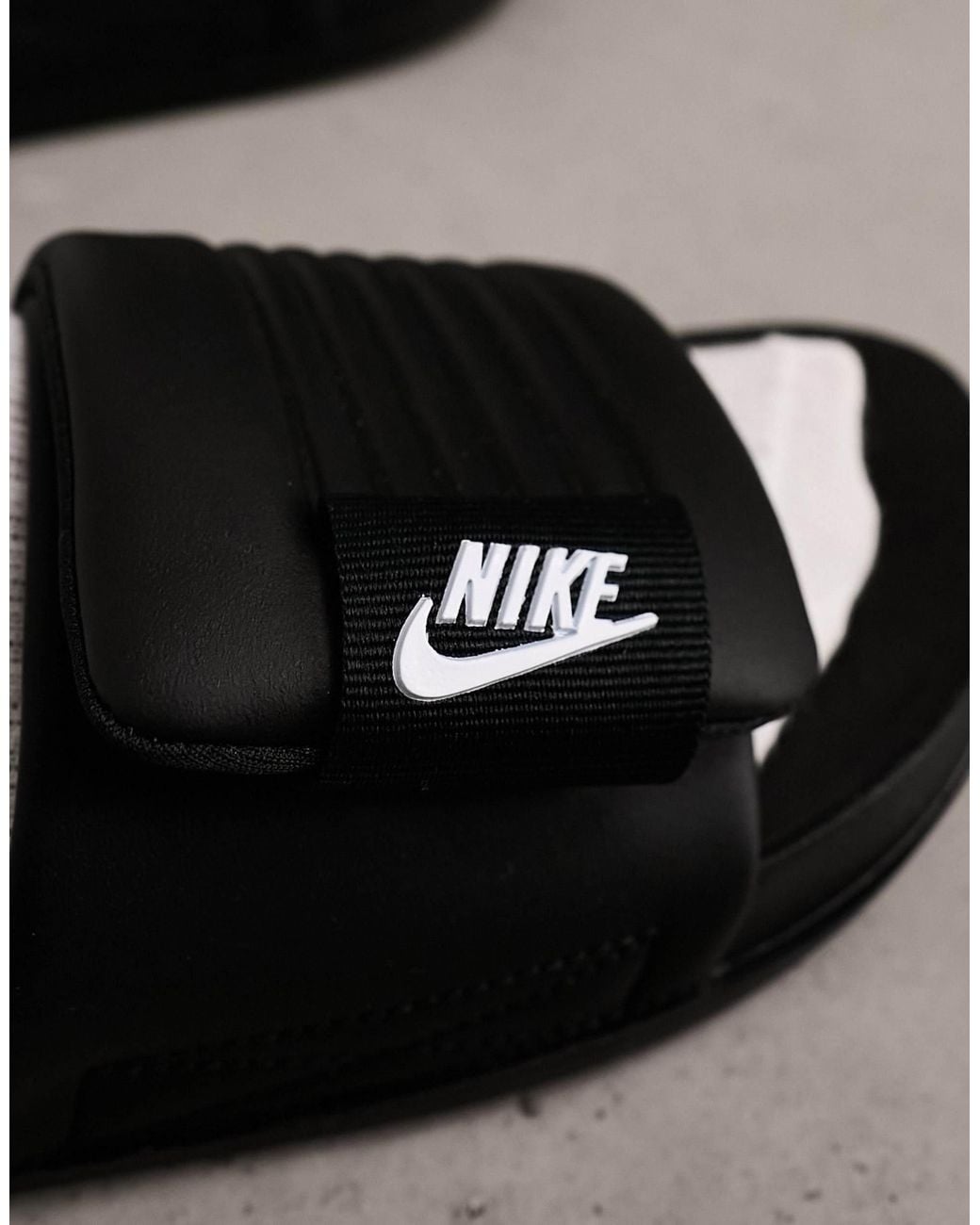 black nike 2 strap slides