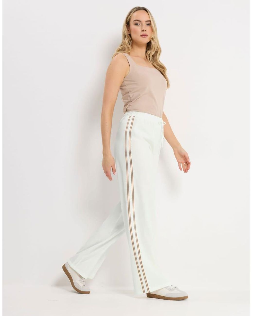 Long Tall Sally White Side Stripe Wide Leg Trousers