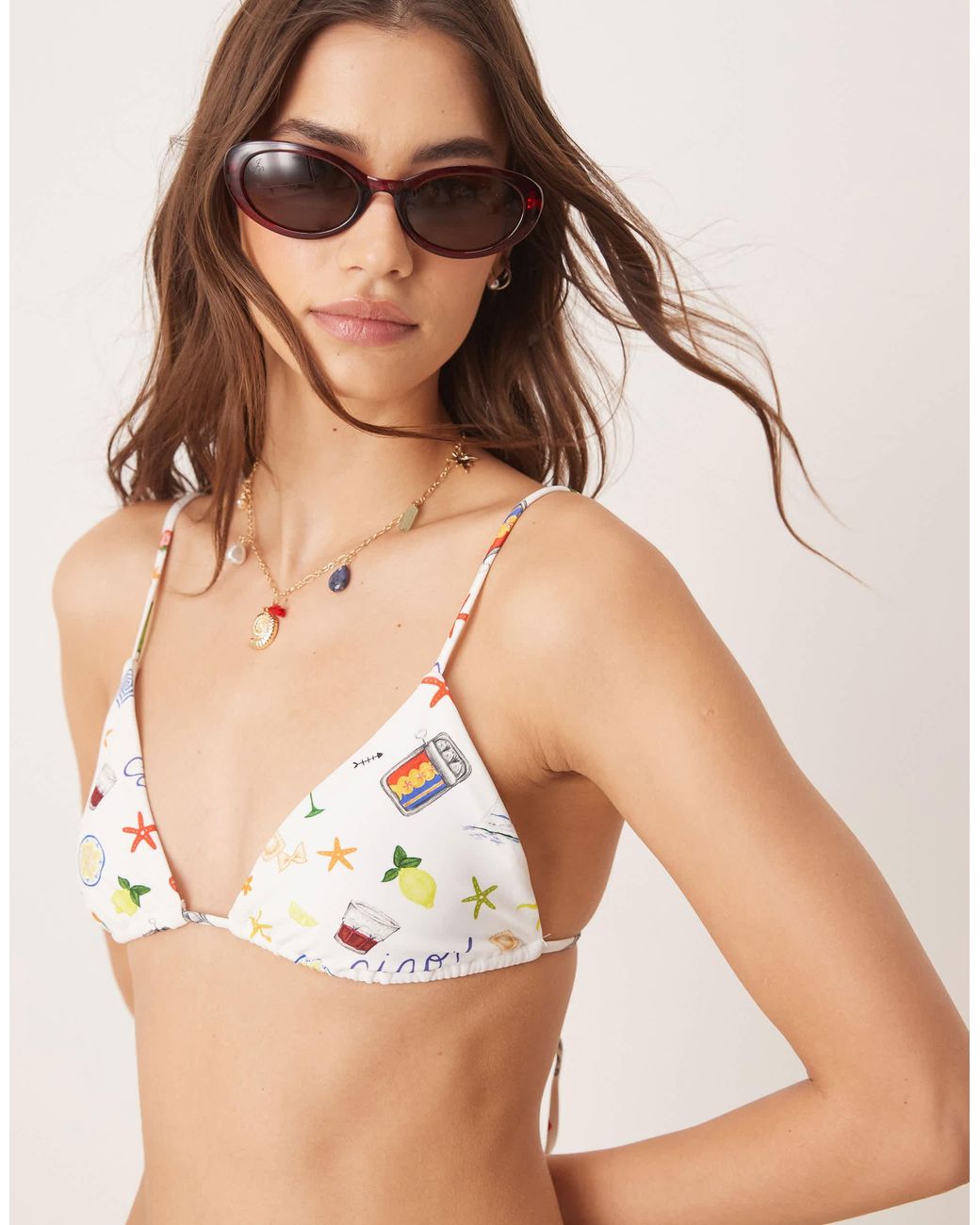 For Love & Lemons Natural Bay Bikini Top