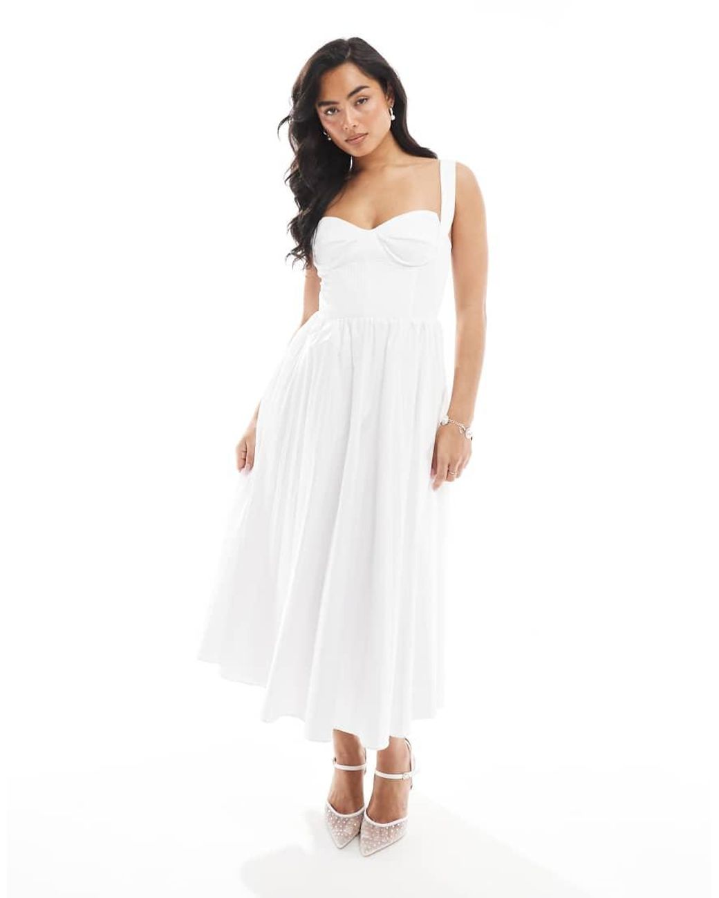 True Decadence White Quilted Midi Dress