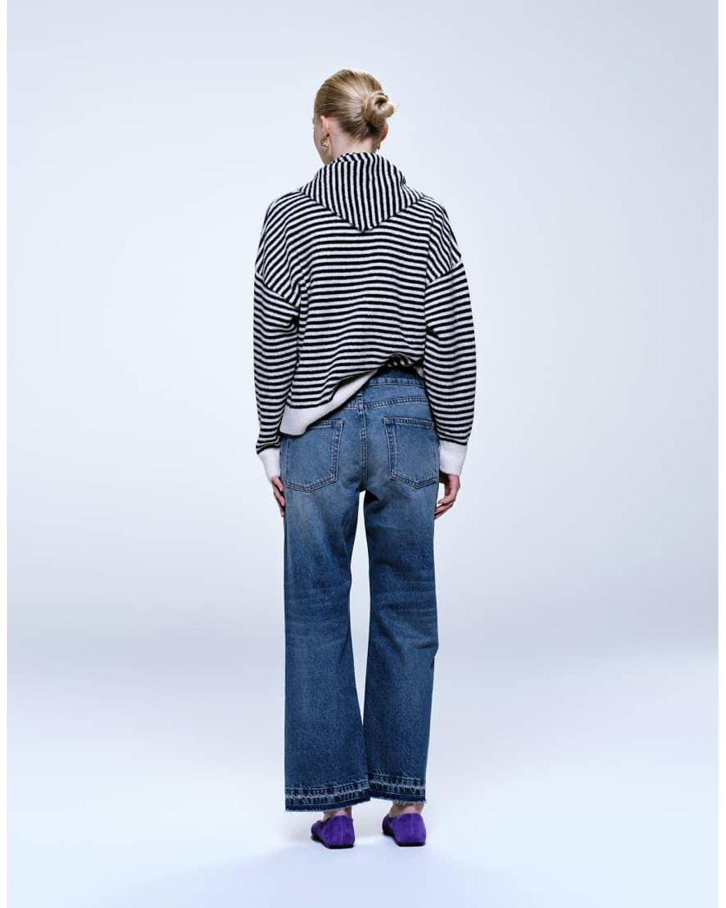 ASOS Black Ankle Grazer Jeans With Patch & Repair Details