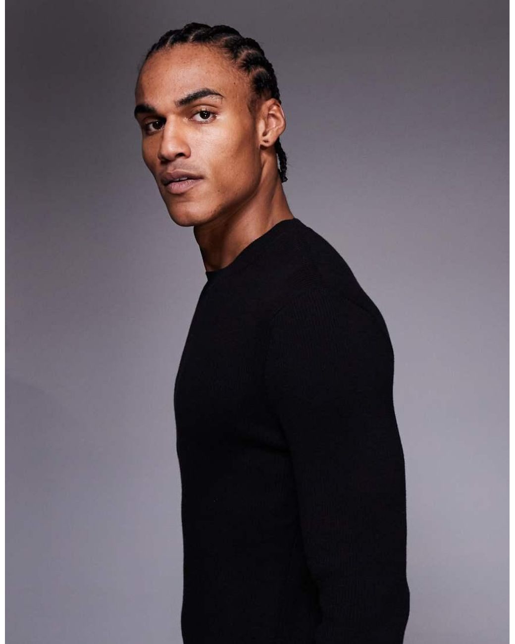 ASOS Blue Essential Muscle Fit Fine-rib Knit Crew Neck T-shirt for men