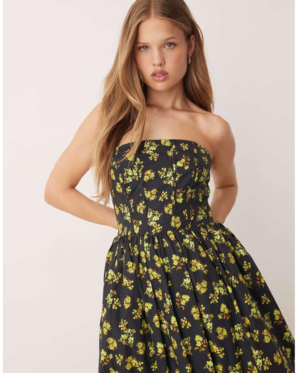 True Decadence Green Strapless Corset Midi Dress
