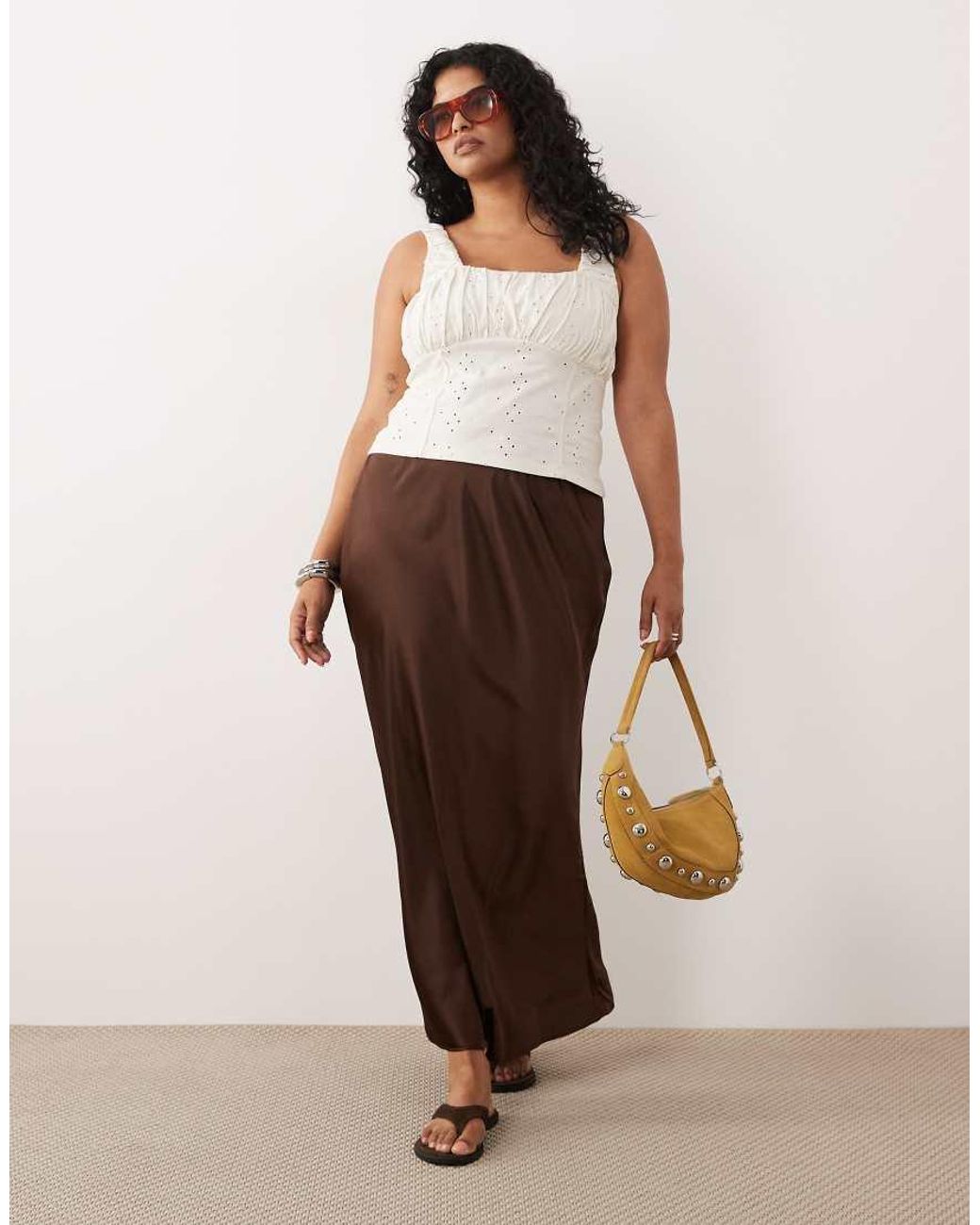 ASOS White Asos Design Curve Eyelet Milkmaid Top With Gathered Bust