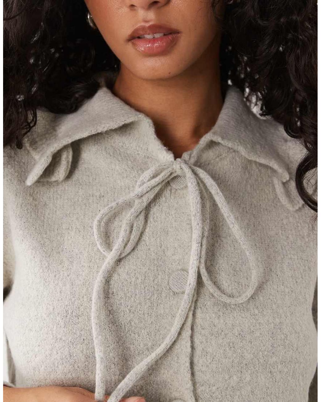 Wednesday's Girl Gray Wednesdays Girl Ruffle Collared Cardigan