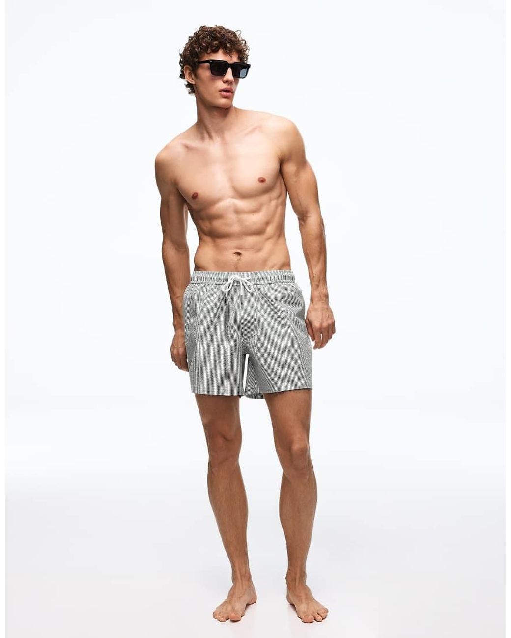 Bershka White Boxy Swimsuit for men
