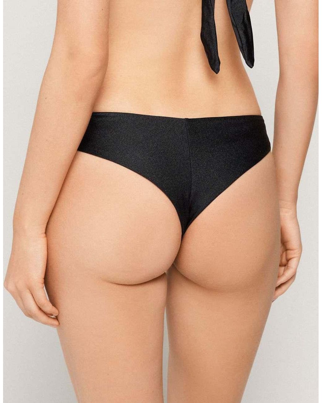 Tezenis Black Royal Essence Brazilian Bikini Bottoms