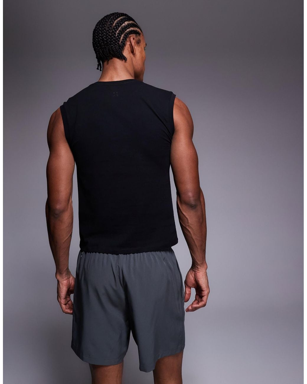 4505 Blue Shrunken Muscle Fit Cotton Tank With Quick Dry Finish for men