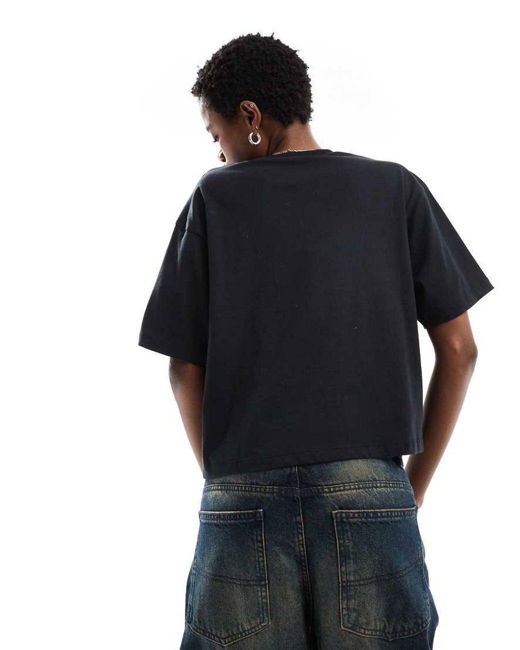 Collusion Black Boxy Short Sleeve T-shirt