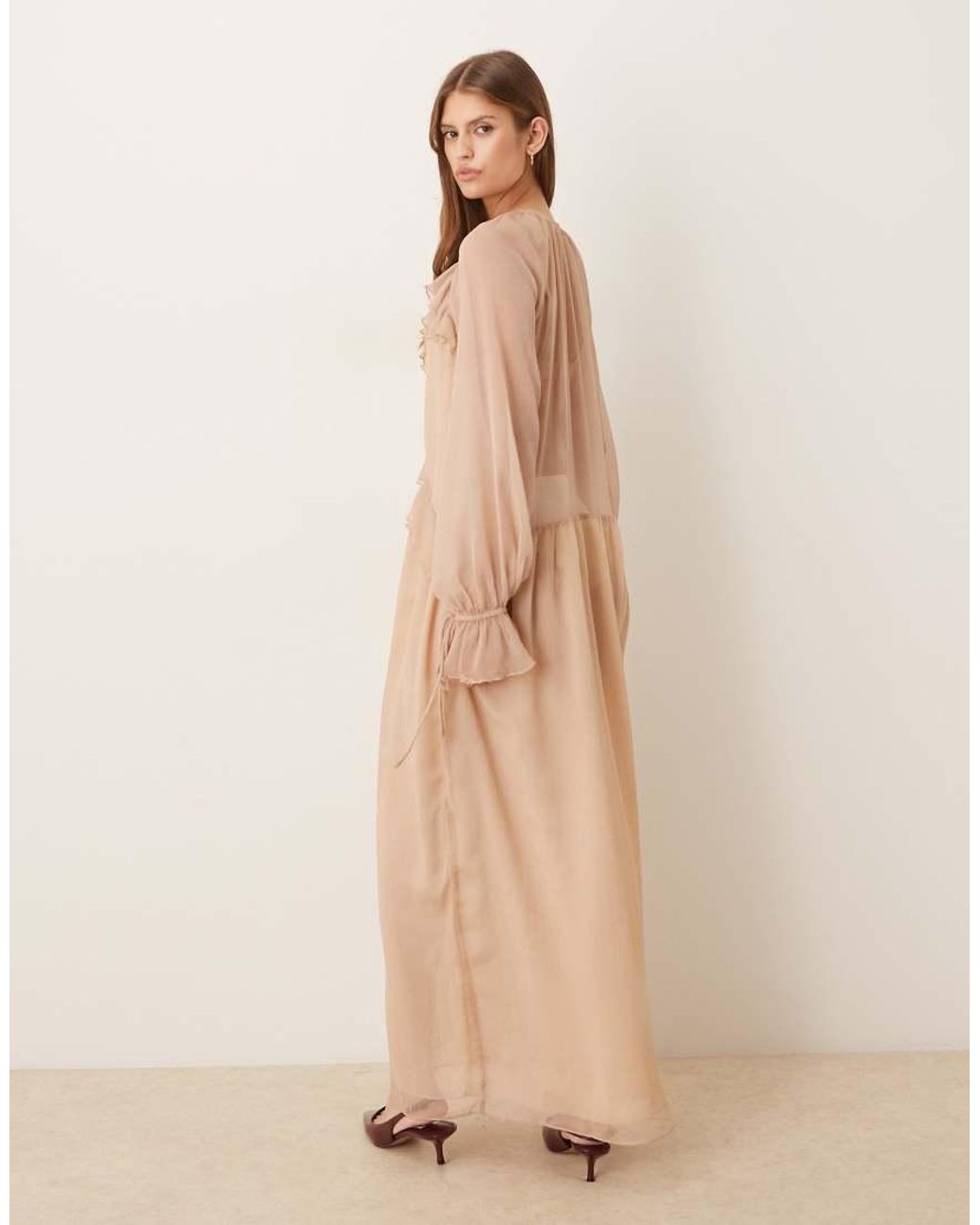 Glamorous Natural Ruffle Maxi Dress