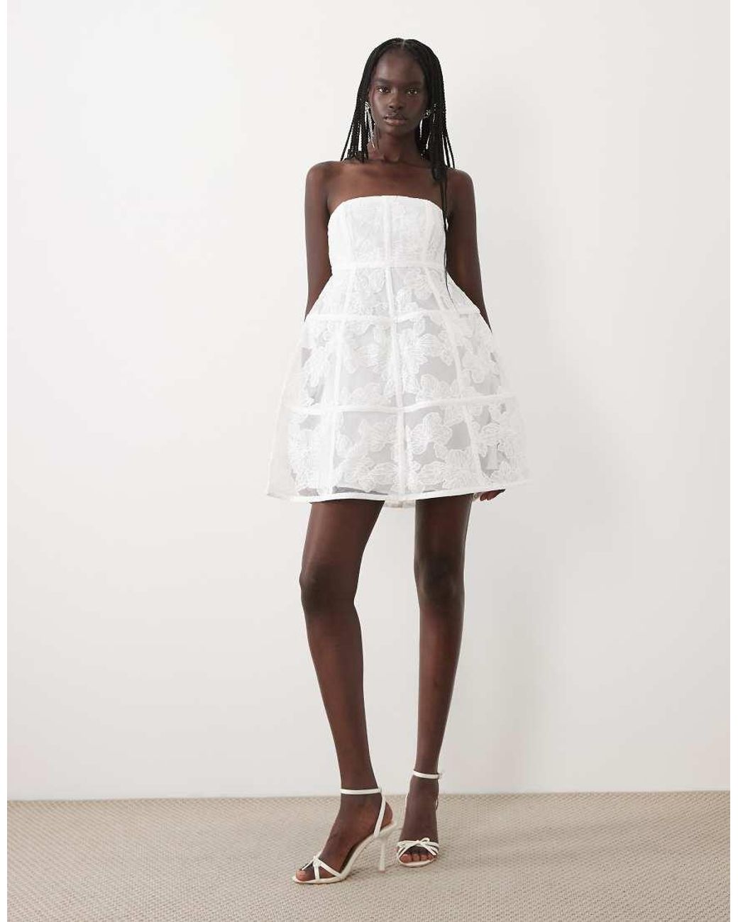 True Decadence White Bandeau Cage Mini Dress
