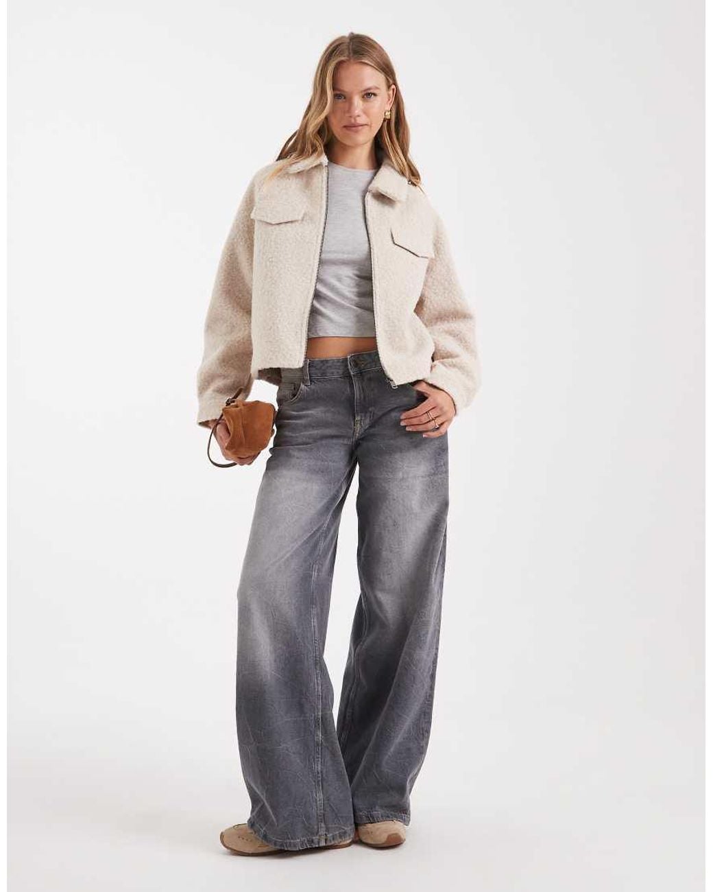 ONLY Natural Zip Thorugh Boucle Jacket