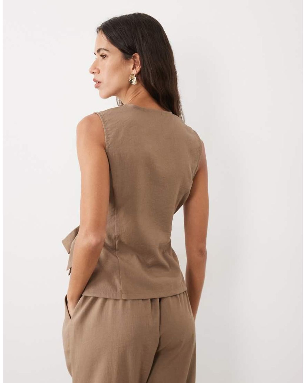 Threadbare Brown Wrap Front Waistcoat